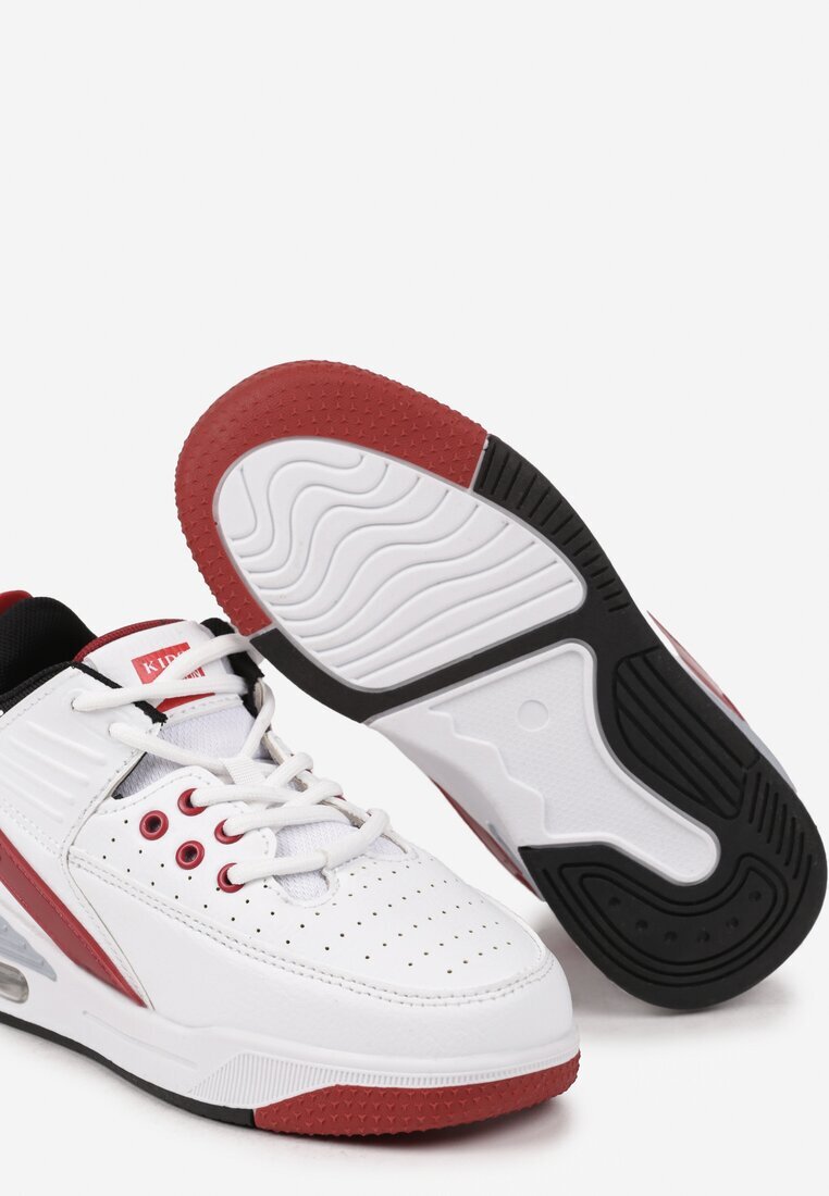  Pantofi Sport Alb-Roșu Plati Sneakers peste gleznă cu Perforații și Ștanțare Neritha