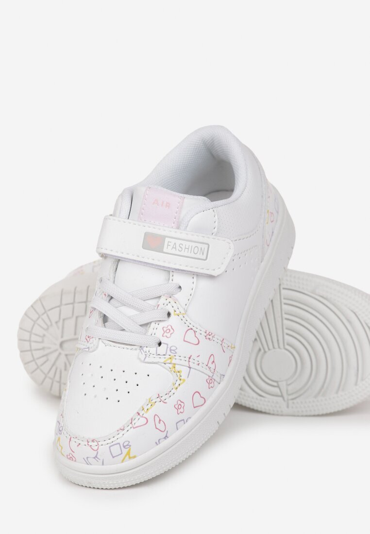  Pantofi Sport Alb-Roz cu Scai din Imitație de Piele Talibata