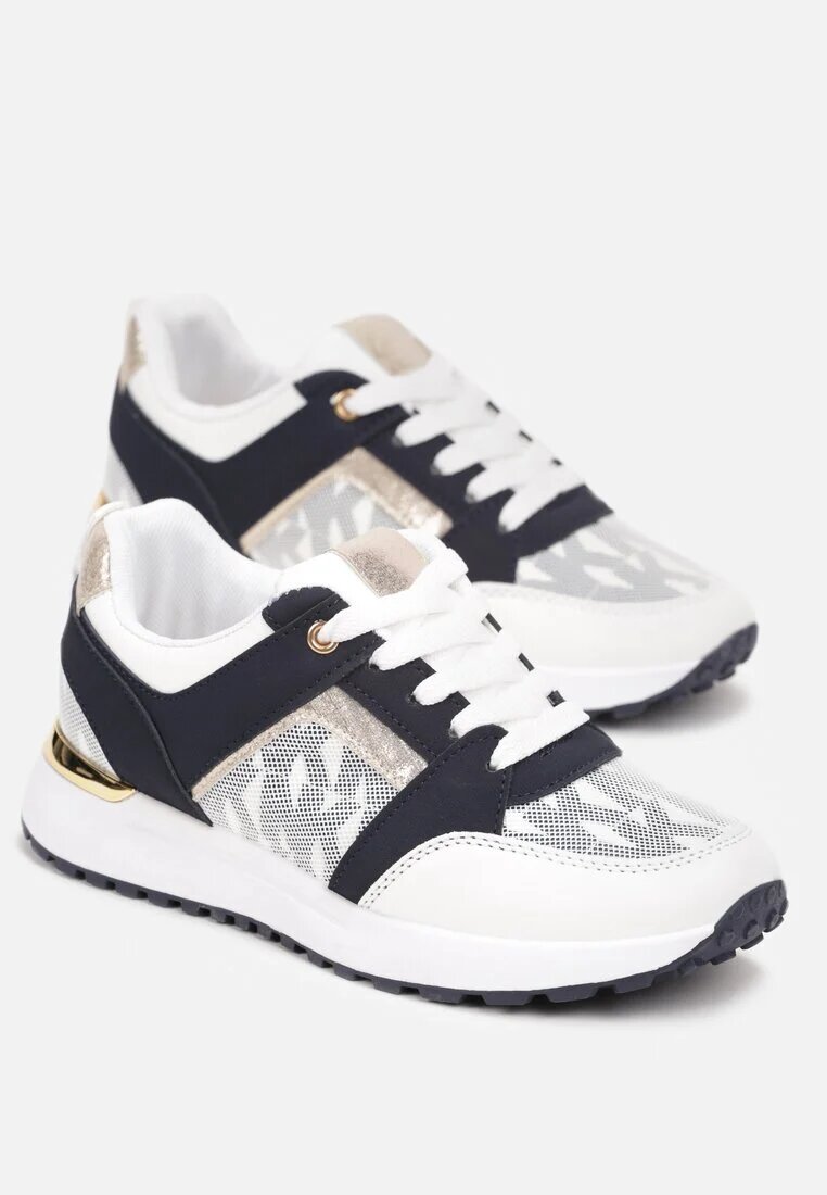  Pantofi sport Albi-Bleumarin cu Imprimeu Decorativ Melimisia