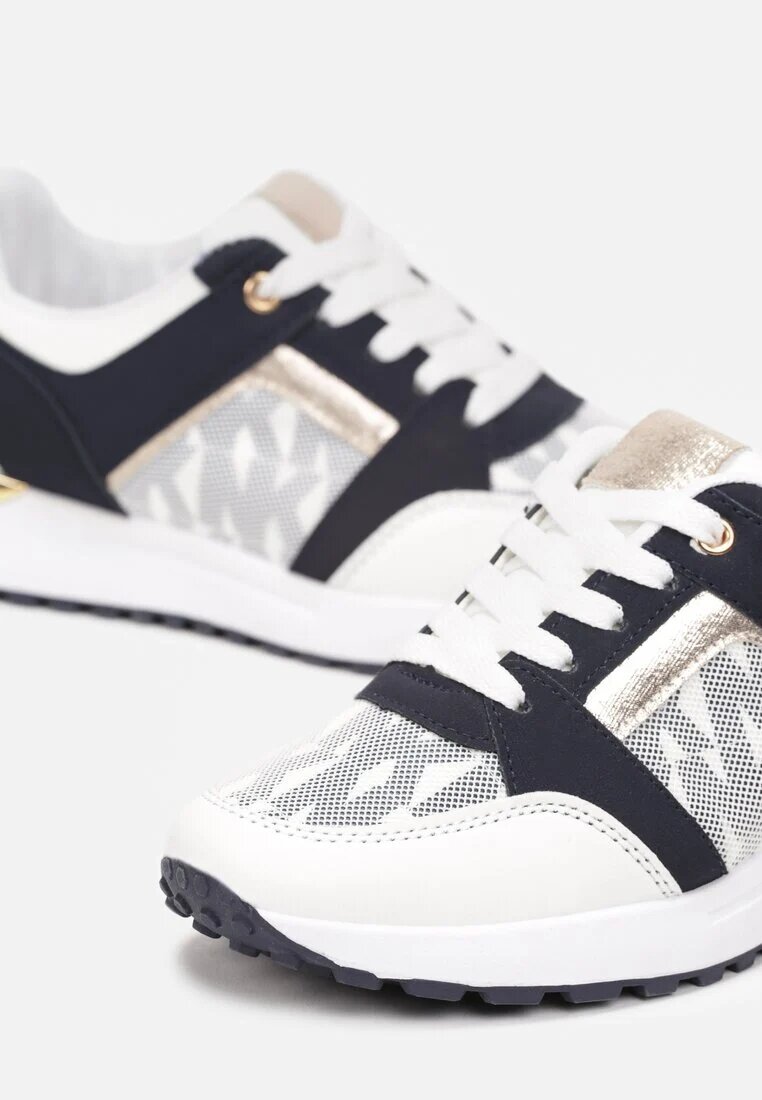  Pantofi sport Albi-Bleumarin cu Imprimeu Decorativ Melimisia