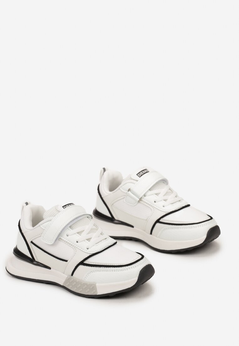 Pantofi sport albi cu arici și șireturi ornamentale cu cusături Saliren