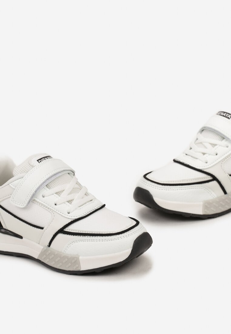  Pantofi sport albi cu arici și șireturi ornamentale cu cusături Saliren