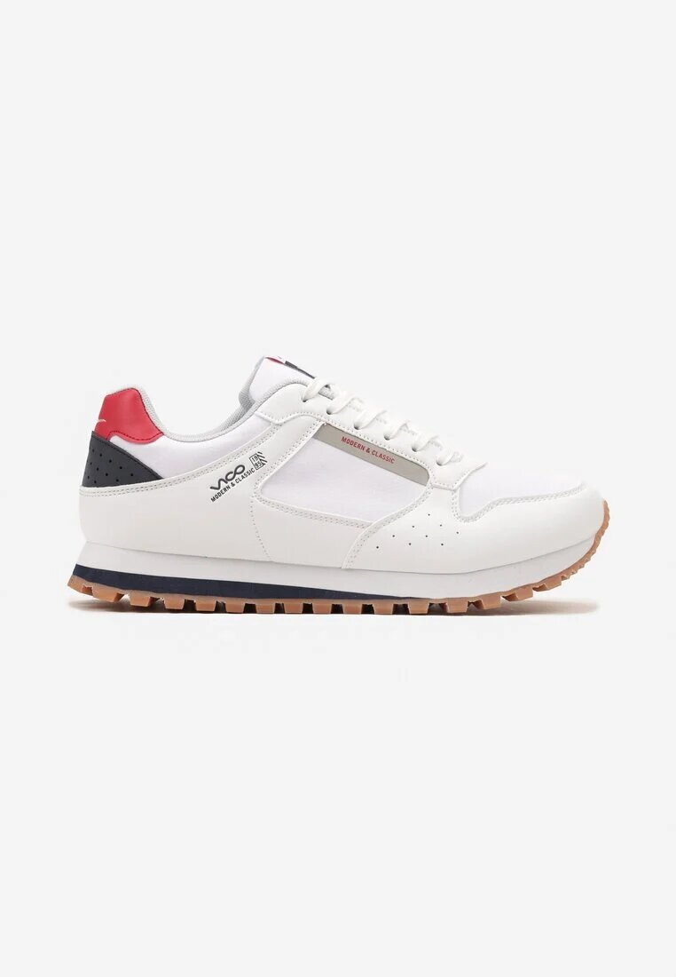  Pantofi sport albi din piele ecologică cu talpă plată cu șireturi Nelisande