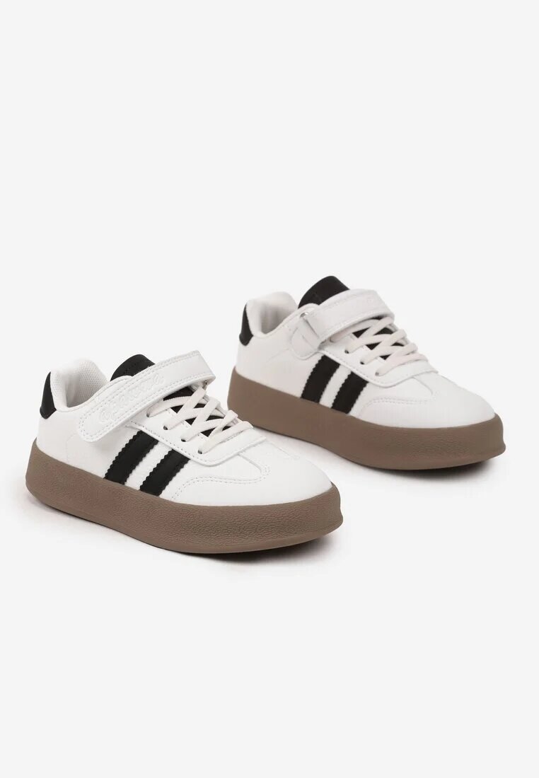  Pantofi Sport Albi Sneakers Tenisi cu Branț din Piele și Curele Felresil