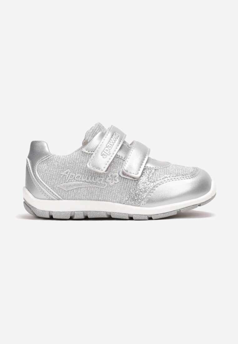  Pantofi Sport Argintii cu Branț din Piele și Circonii Decorative Vikam
