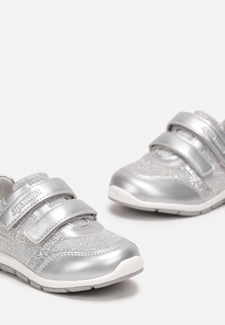  Pantofi Sport Argintii cu Branț din Piele și Circonii Decorative Vikam