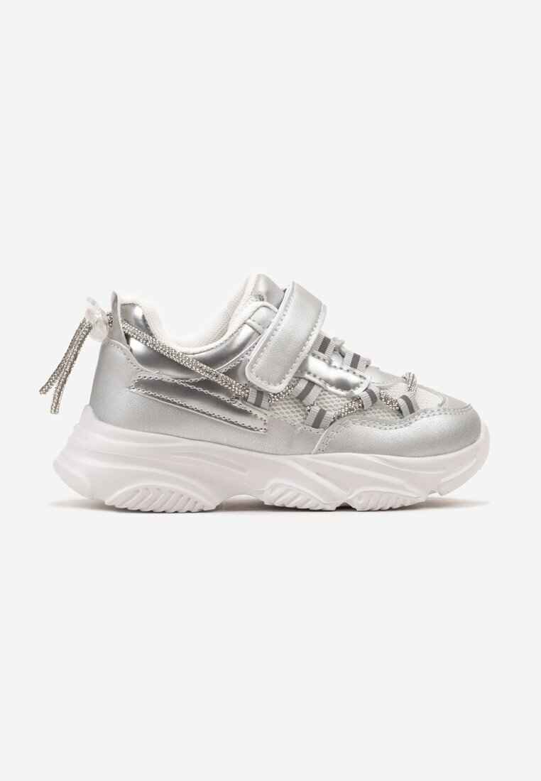  Pantofi sport Argintii cu Scai cu Elemente reflectorizante și Șiret decorativ Elaviamte