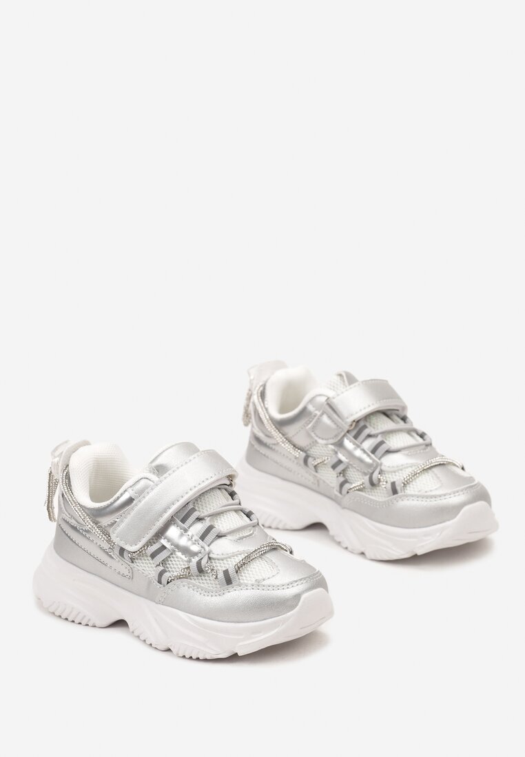  Pantofi sport Argintii cu Scai cu Elemente reflectorizante și Șiret decorativ Elaviamte