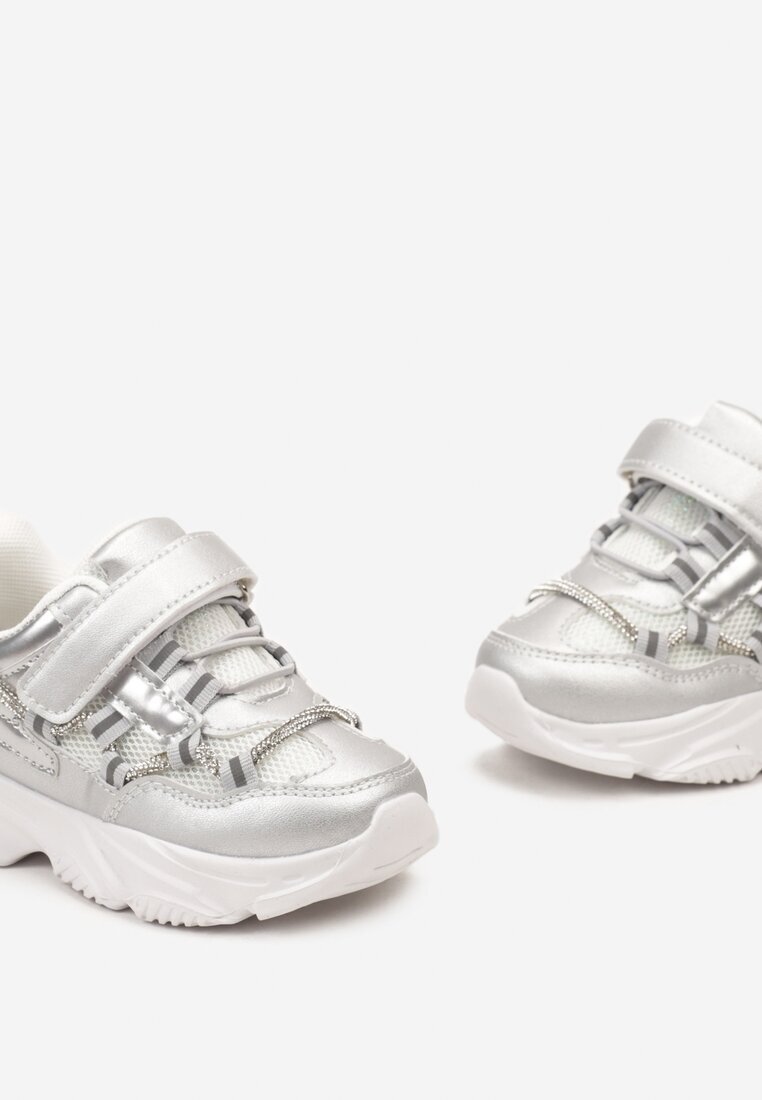  Pantofi sport Argintii cu Scai cu Elemente reflectorizante și Șiret decorativ Elaviamte