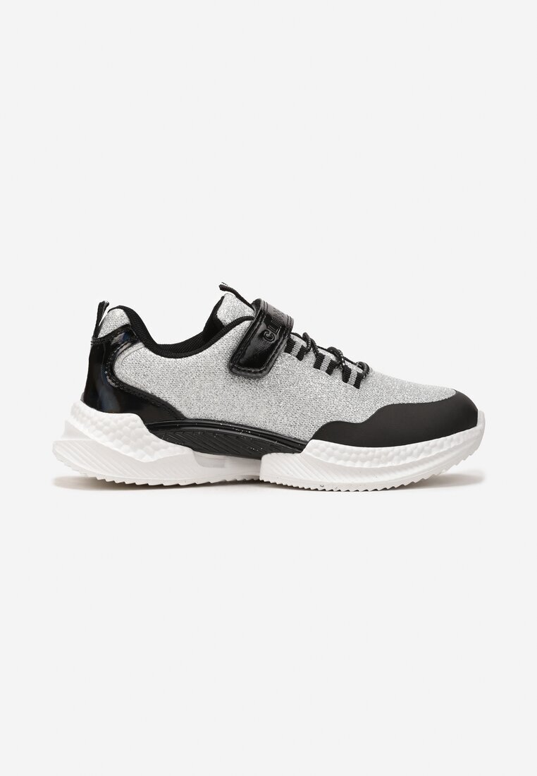  Pantofi sport Argintiu-Negru cu Sclipici cu Închidere Velcro Nisael