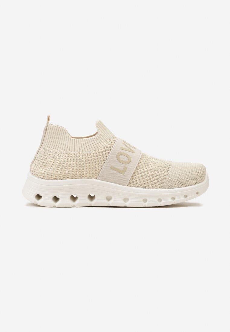  Pantofi Sport Bej cu Căpută Tip Șosetă și Inscripție Thirllas