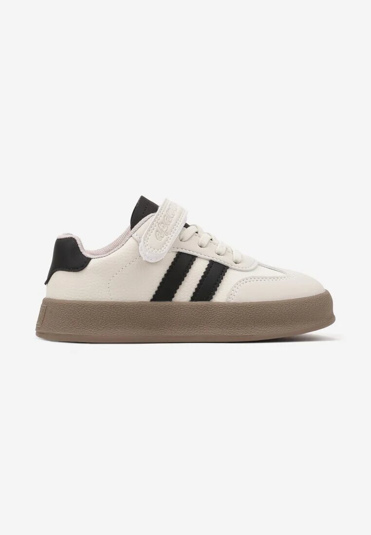  Pantofi Sport Bej cu Negru Sneakers Tenisi cu Branț din Piele și Curele Felresil