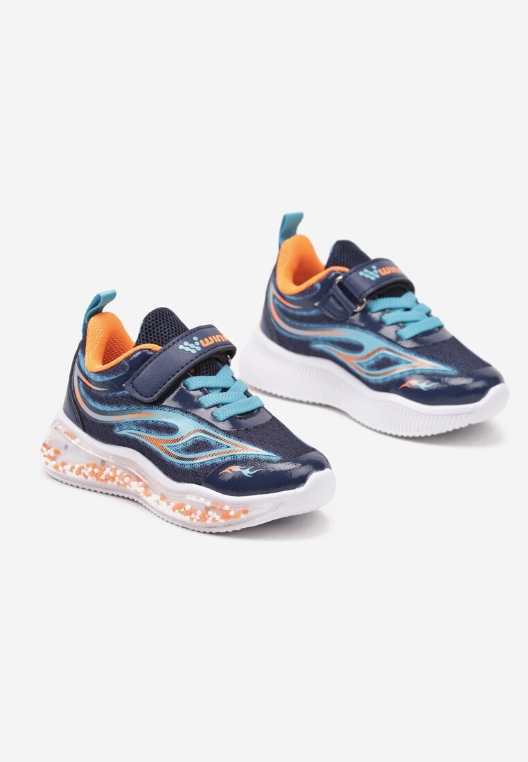  Pantofi sport bleumarin cu talpă luminoasă și închidere cu scai Farilne