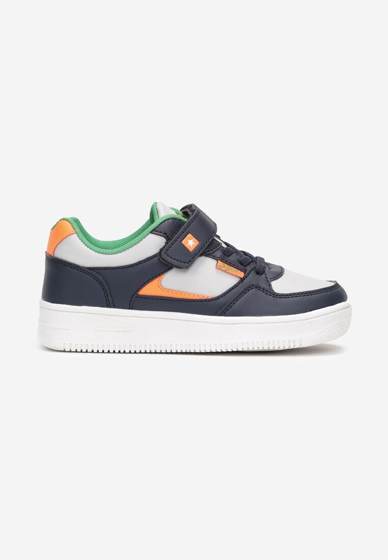  Pantofi Sport Bleumarin și Portocalii sub Gleznă cu Scai și Aplicații Roselee