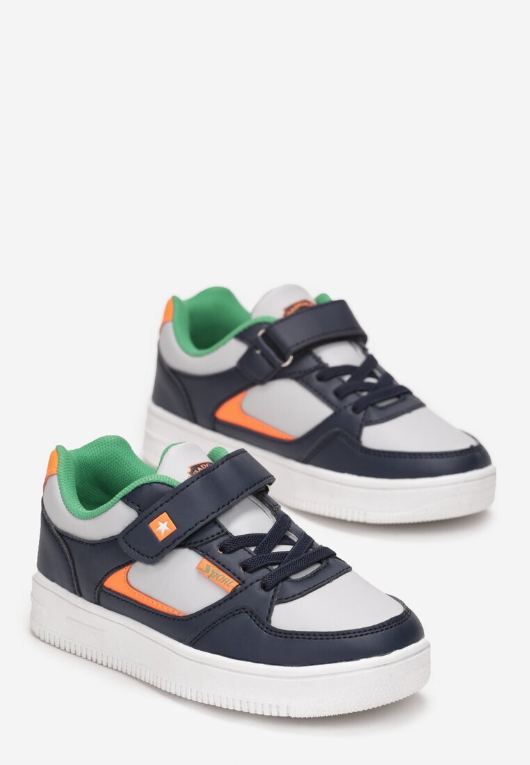  Pantofi Sport Bleumarin și Portocalii sub Gleznă cu Scai și Aplicații Roselee