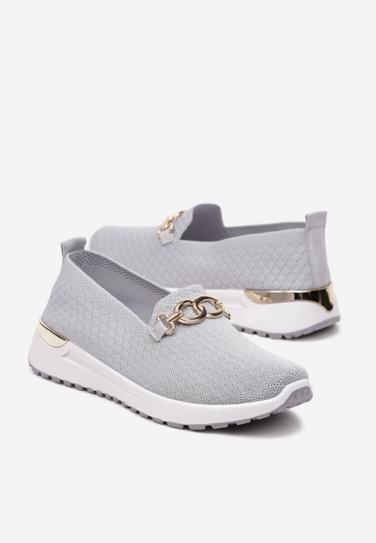  Pantofi sport Gri cu carâmb elastic și cataramă Vaiara