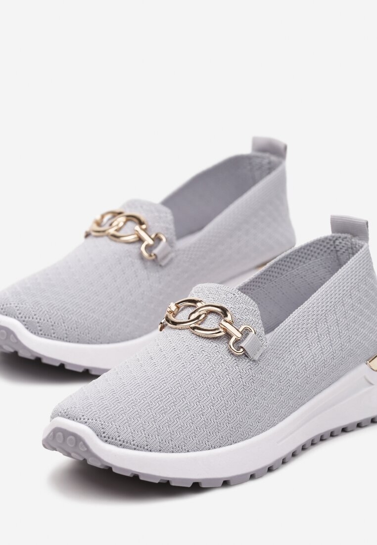  Pantofi sport Gri cu carâmb elastic și cataramă Vaiara