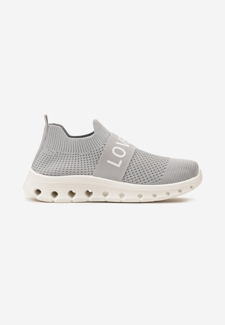  Pantofi sport Gri cu Parte Superioară Tip Șosetă și cu Textul Thirllas