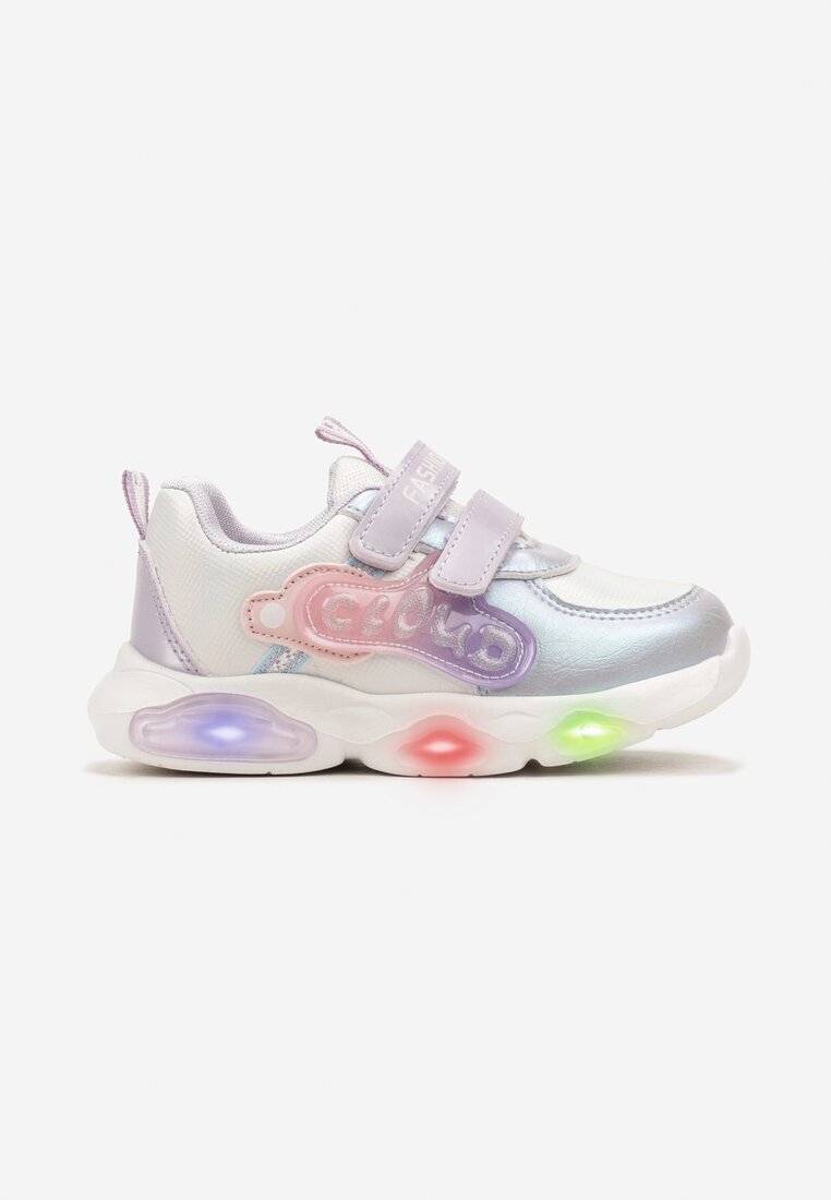  Pantofi Sport Mov cu Talpă Luminoasă Branț din Piele și Benzi Velcro Rithalia