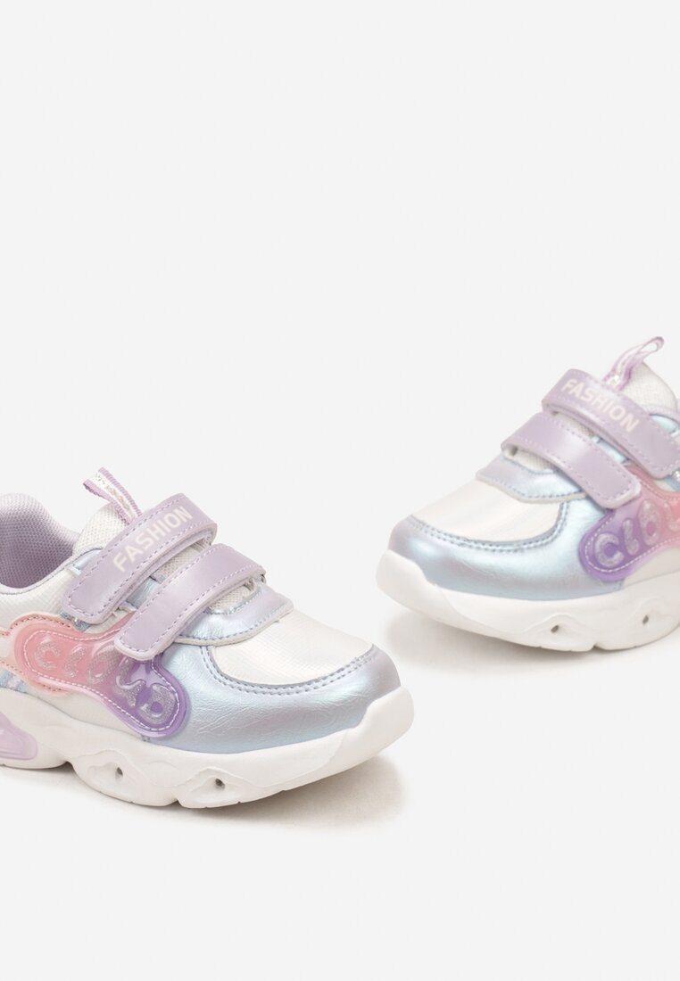  Pantofi Sport Mov cu Talpă Luminoasă Branț din Piele și Benzi Velcro Rithalia