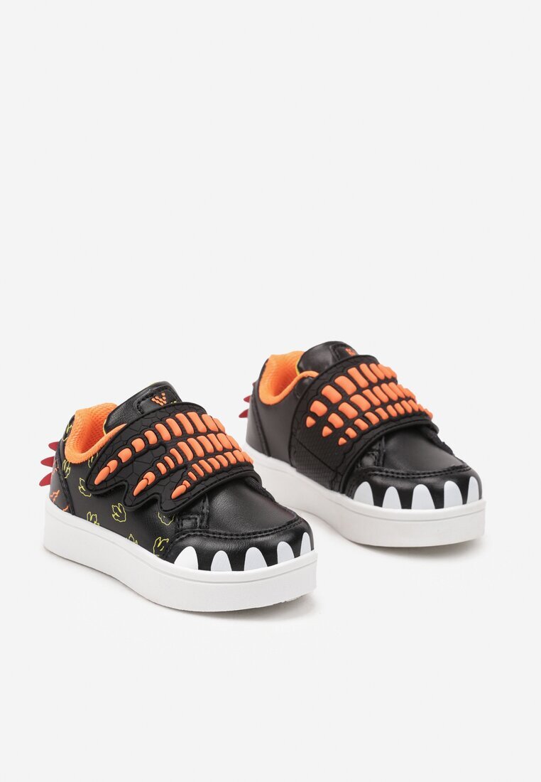 Pantofi Sport Negri cu Imprimeu Decorativ cu Aplicații și Închidere cu Velcro Erisella