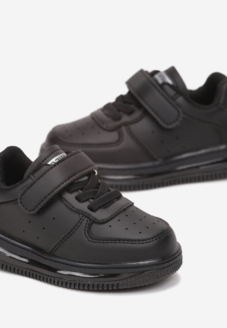  Pantofi sport negri cu scai cu branț din piele naturală Maetha