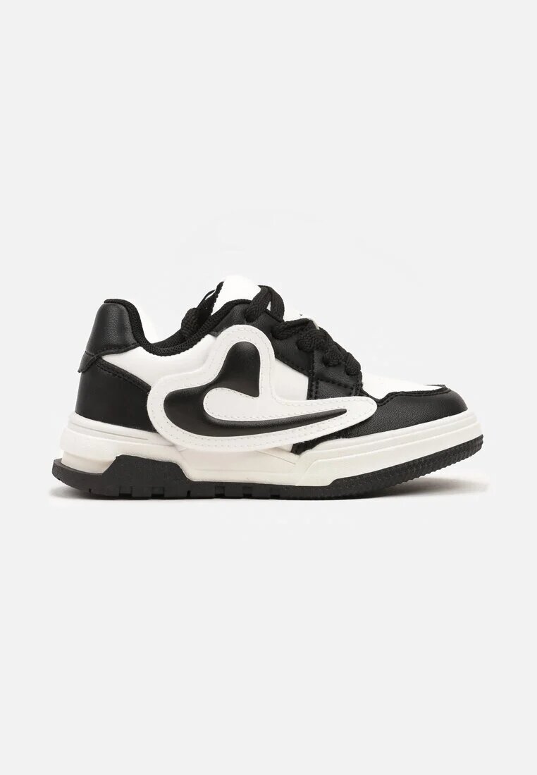  Pantofi Sport Negri Sneakers cu Branț din Piele și Aplicație Decorativă Rinnaisa