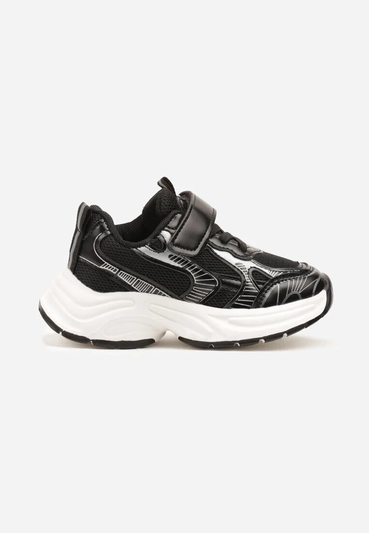  Pantofi Sport Negri Sneakers cu Scai și Inserții din Plasă Benirla