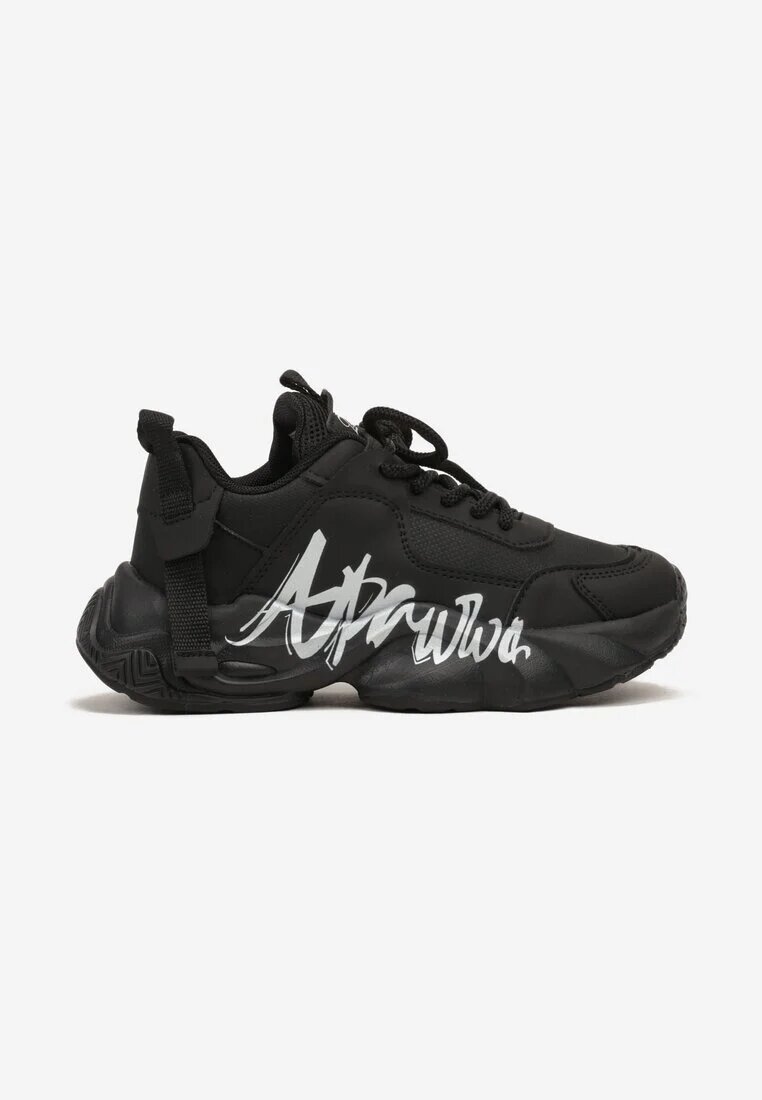  Pantofi Sport Negri Sneakersy pe Talpă Groasă Ambosată Decorați cu Inscripția Celestira