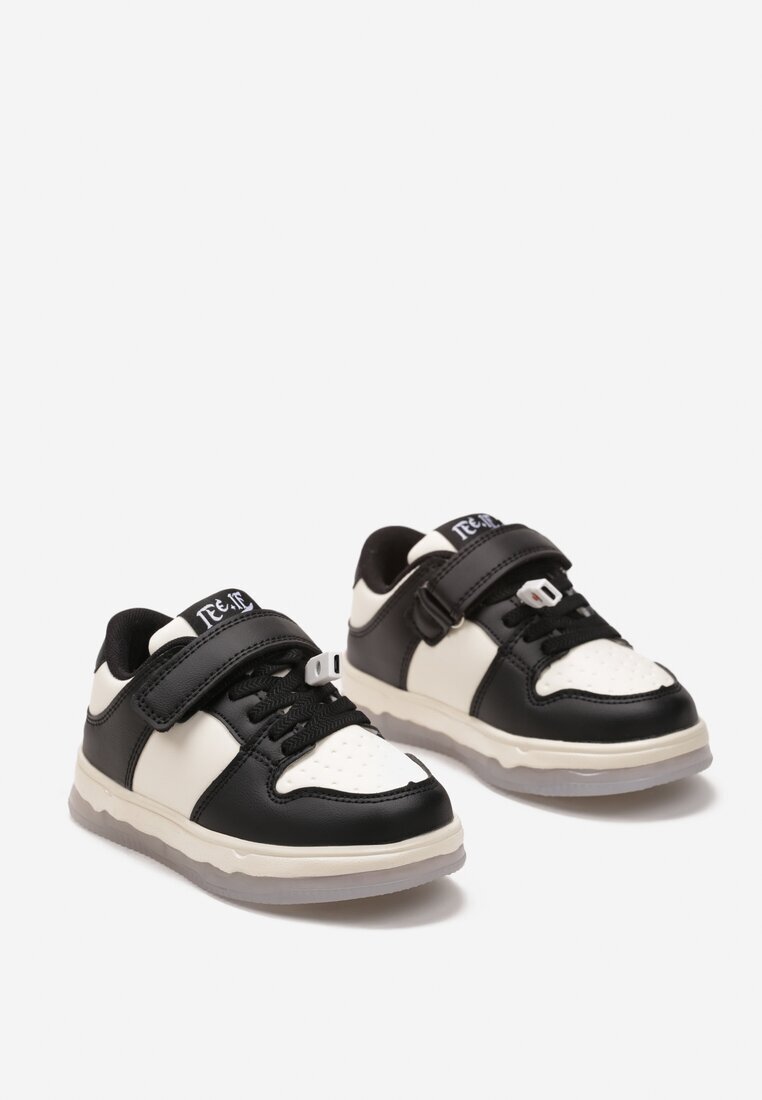 Pantofi Sport Negru-Bej cu Talpă Luminoasă cu Închidere Velcro și Branț din Piele Coena