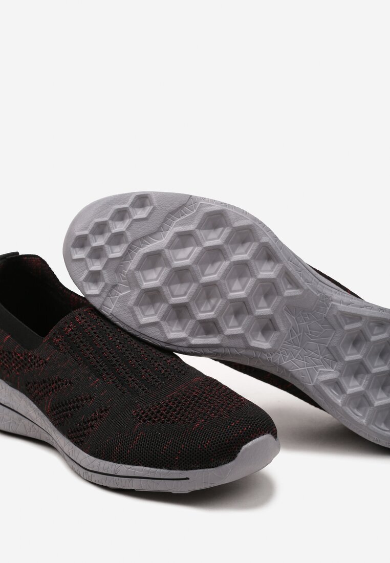  Pantofi sport Negru-Roșii fără șireturi cu parte superioară elastică cu model melanj Andicra