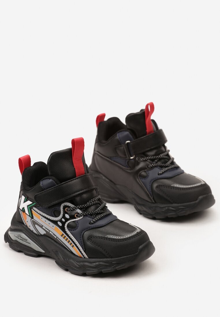  Pantofi Sport Negru-Roșu Decorați cu Aplicații și cu Talpă Embosată Valori