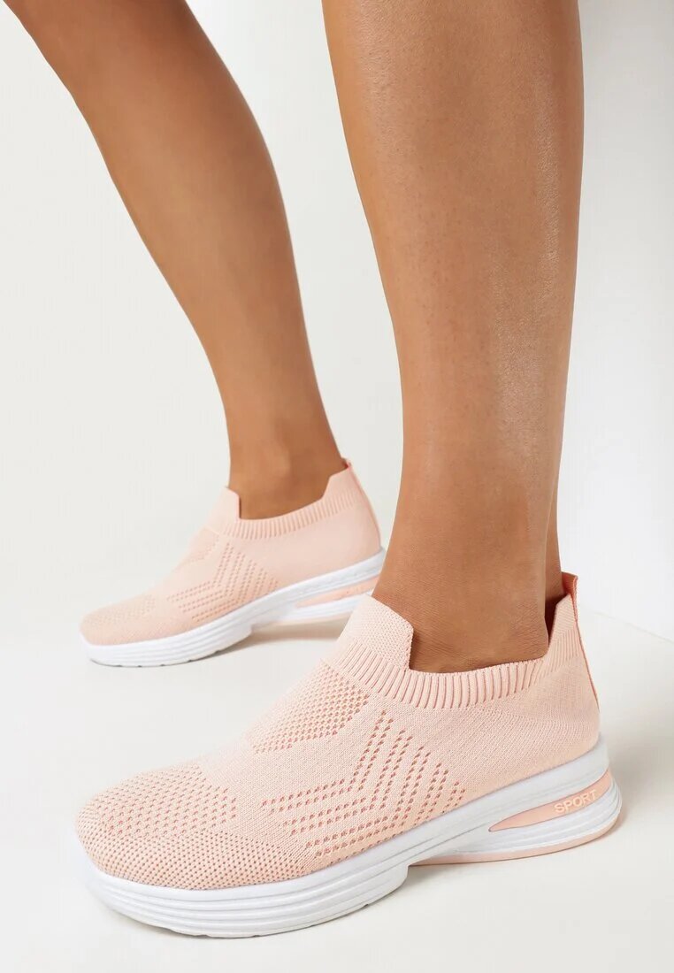  Pantofi sport Plati Roz cu Parte Superioară Elastică până la gleznă Atale