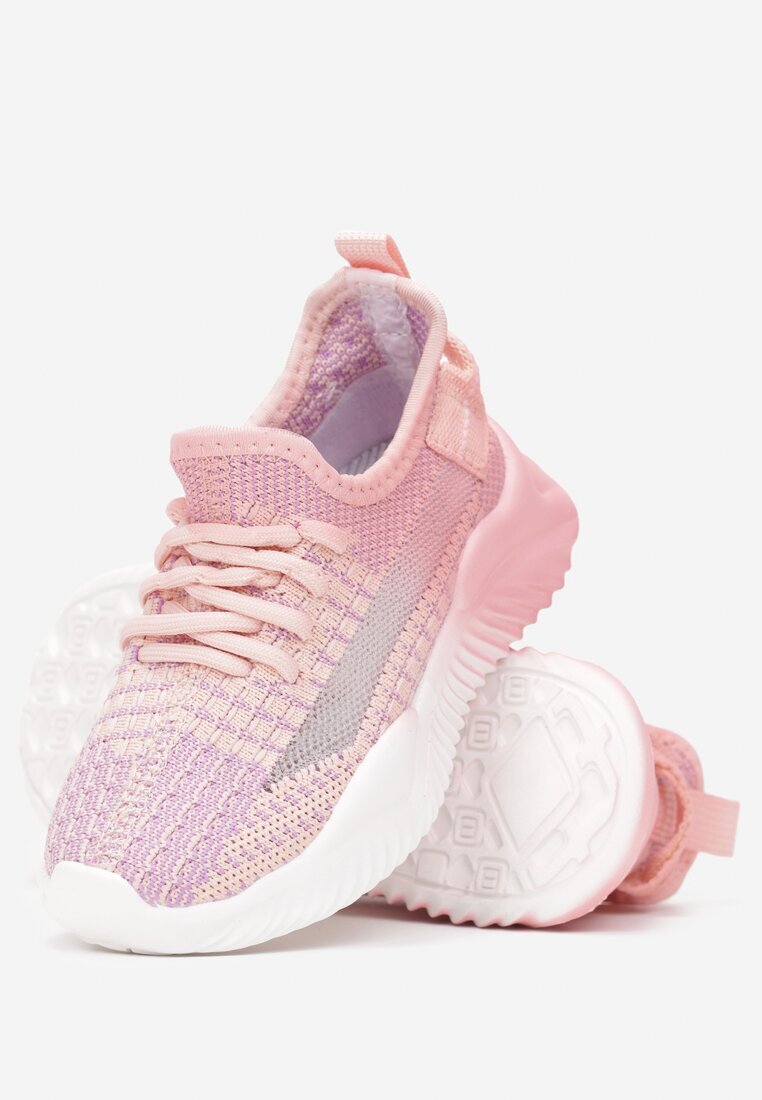  Pantofi sport Roz cu parte superioară elastică cu șireturi decorative și branț profilat Jaelyne