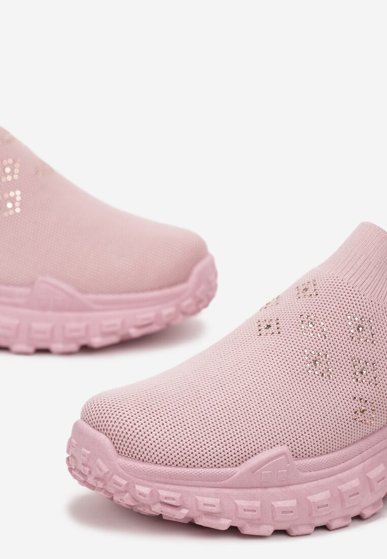  Pantofi sport Roz slip-on cu zirconii cu talpă groasă Adisyna