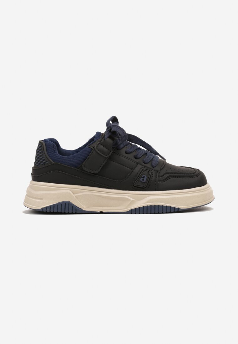  Pantofi Sport Sneakers Negru-Bleumarin cu Branț din Piele Naturală Vailanne