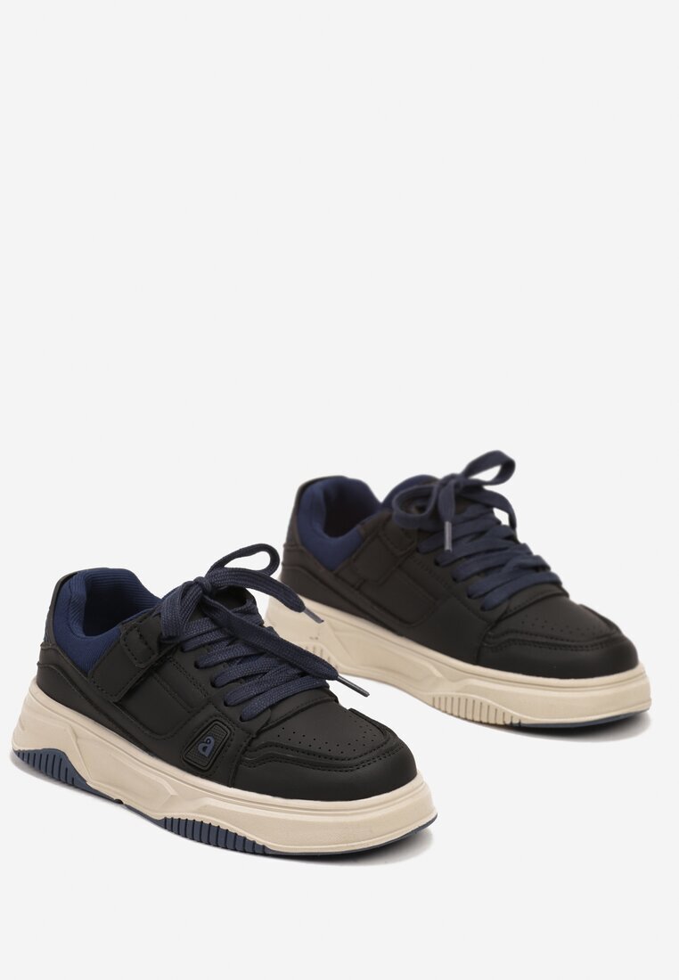  Pantofi Sport Sneakers Negru-Bleumarin cu Branț din Piele Naturală Vailanne