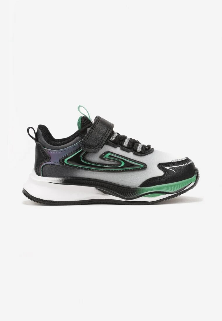  Pantofi sport sneakers Negru-Verde cu Talpă Groasă cu Scai Erislo