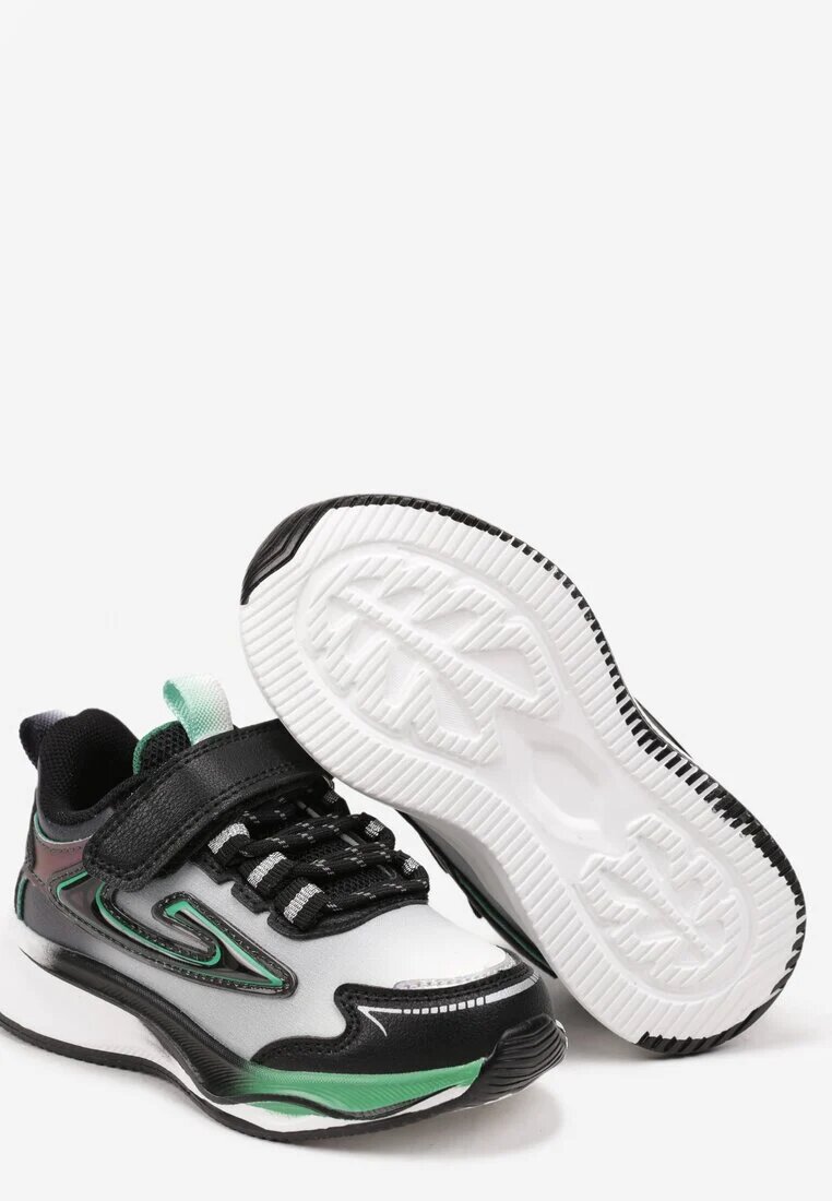  Pantofi sport sneakers Negru-Verde cu Talpă Groasă cu Scai Erislo