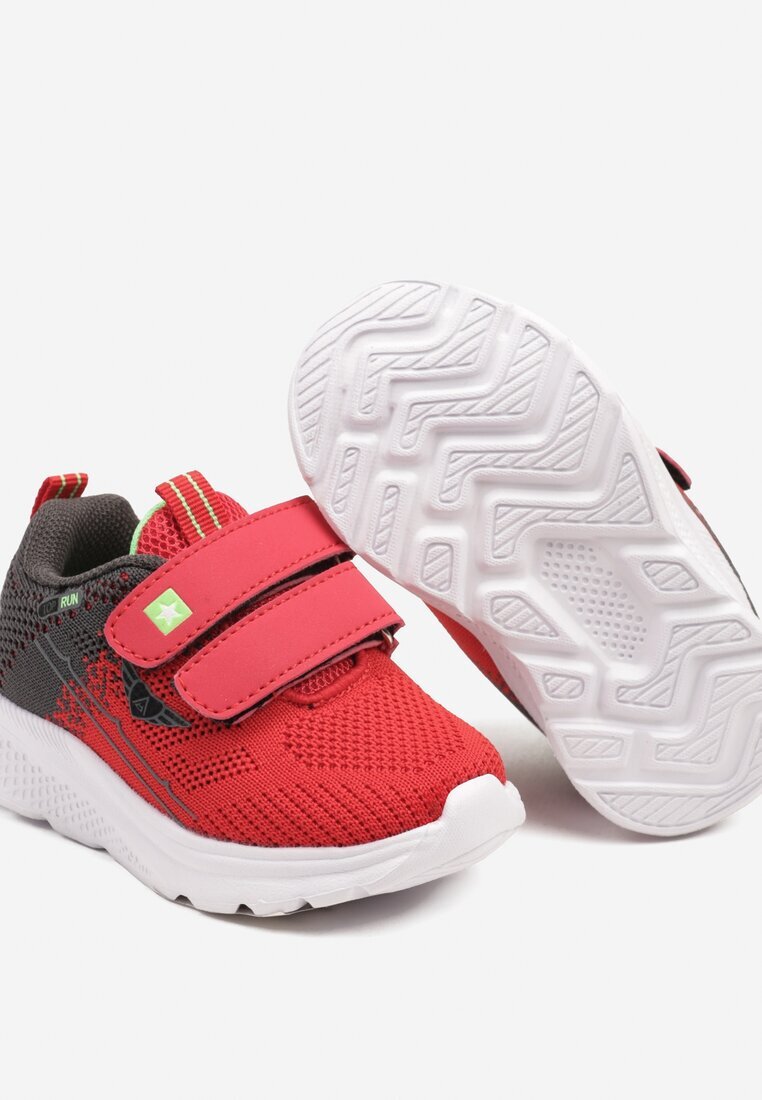  Pantofi Sport Sneakers Roșii-Gri cu Aplicație Decorativă Aralinda