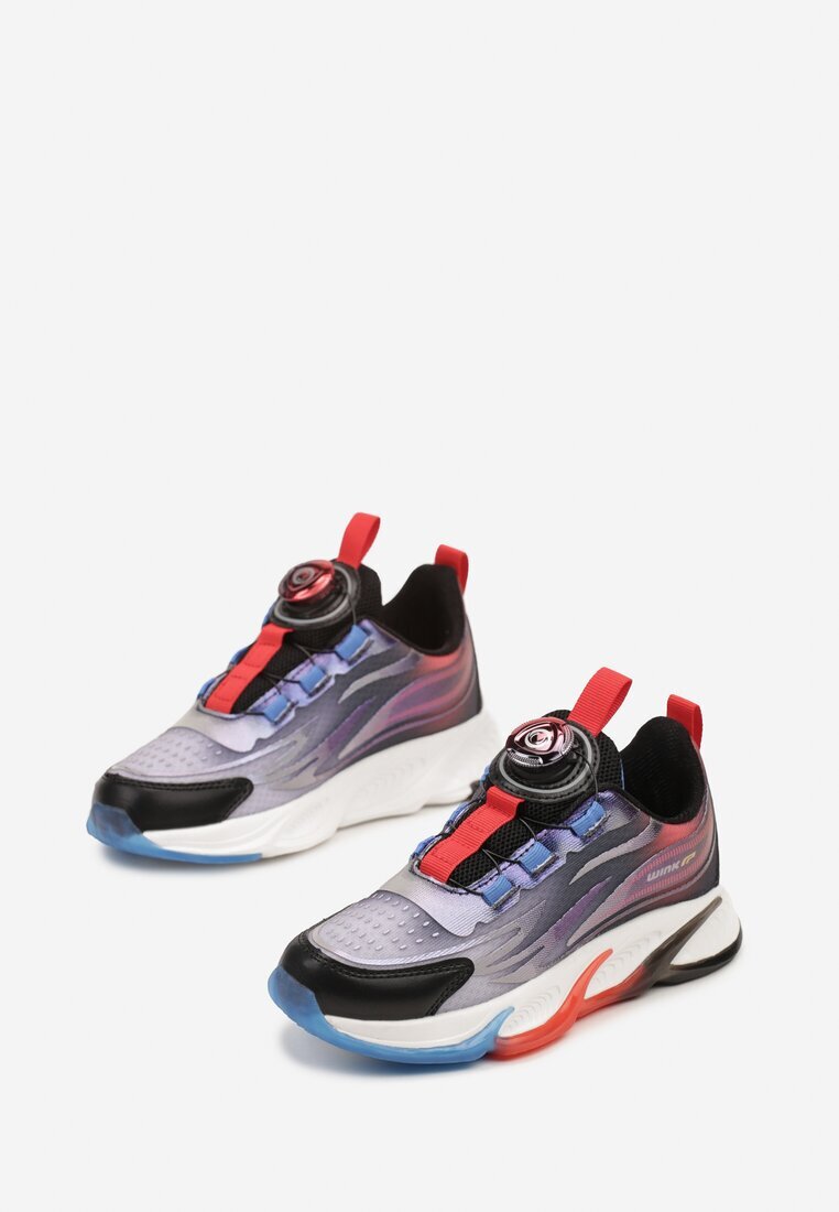  Pantofi Sport Sneakerși Negri-Roșii Plati cu Talpă Decorativă Rulagia