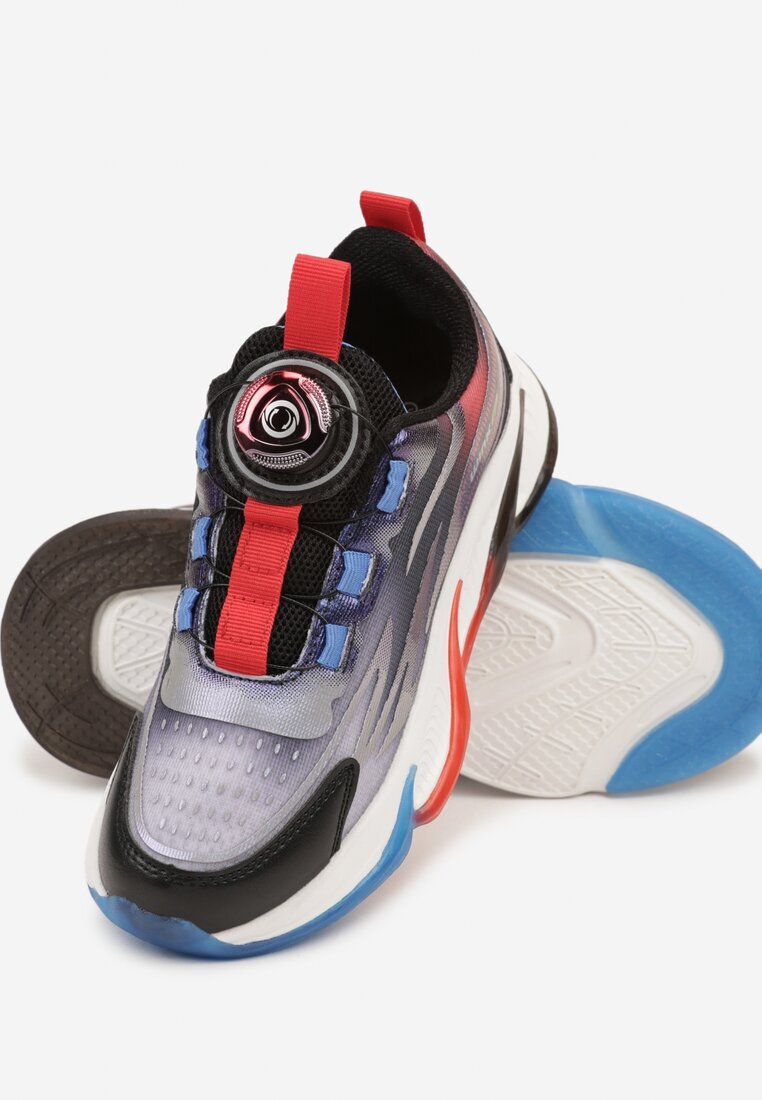  Pantofi Sport Sneakerși Negri-Roșii Plati cu Talpă Decorativă Rulagia