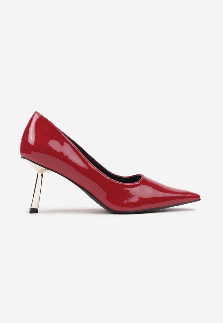  Pantofi stiletto Bordeaux lăcuiți pe toc stiletto metalic Rivlina