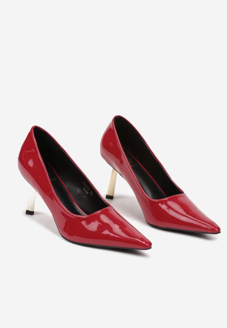 Pantofi stiletto Bordeaux lăcuiți pe toc stiletto metalic Rivlina