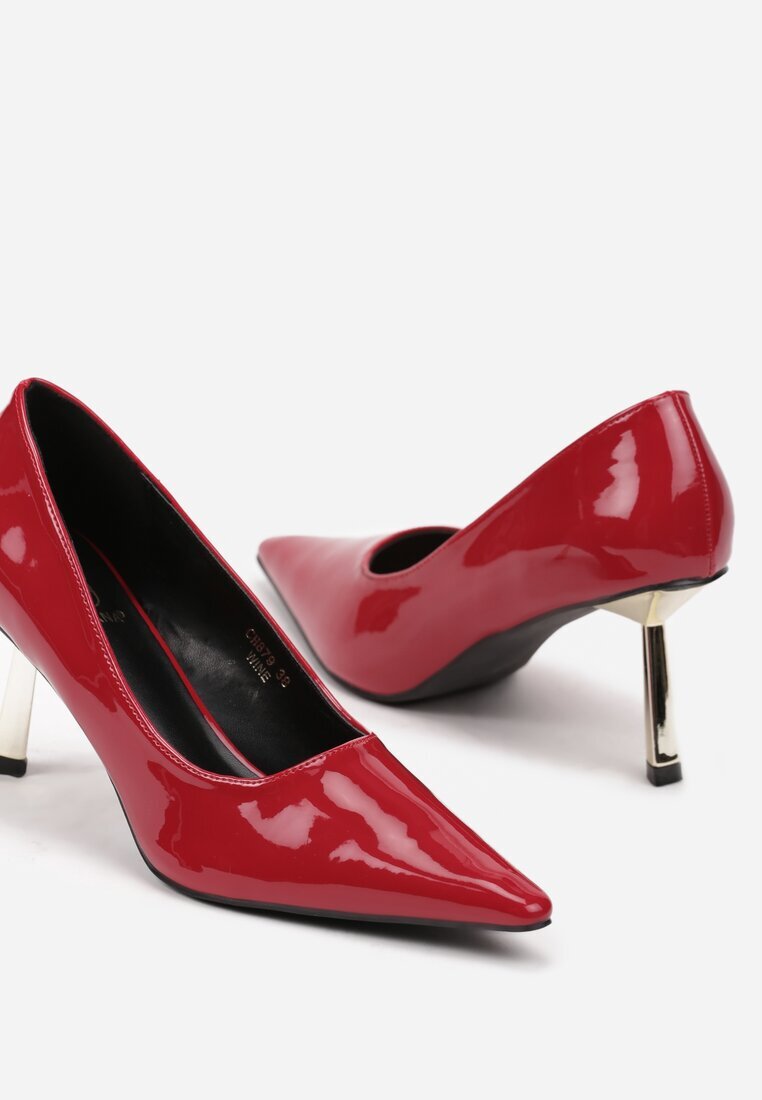  Pantofi stiletto Bordeaux lăcuiți pe toc stiletto metalic Rivlina