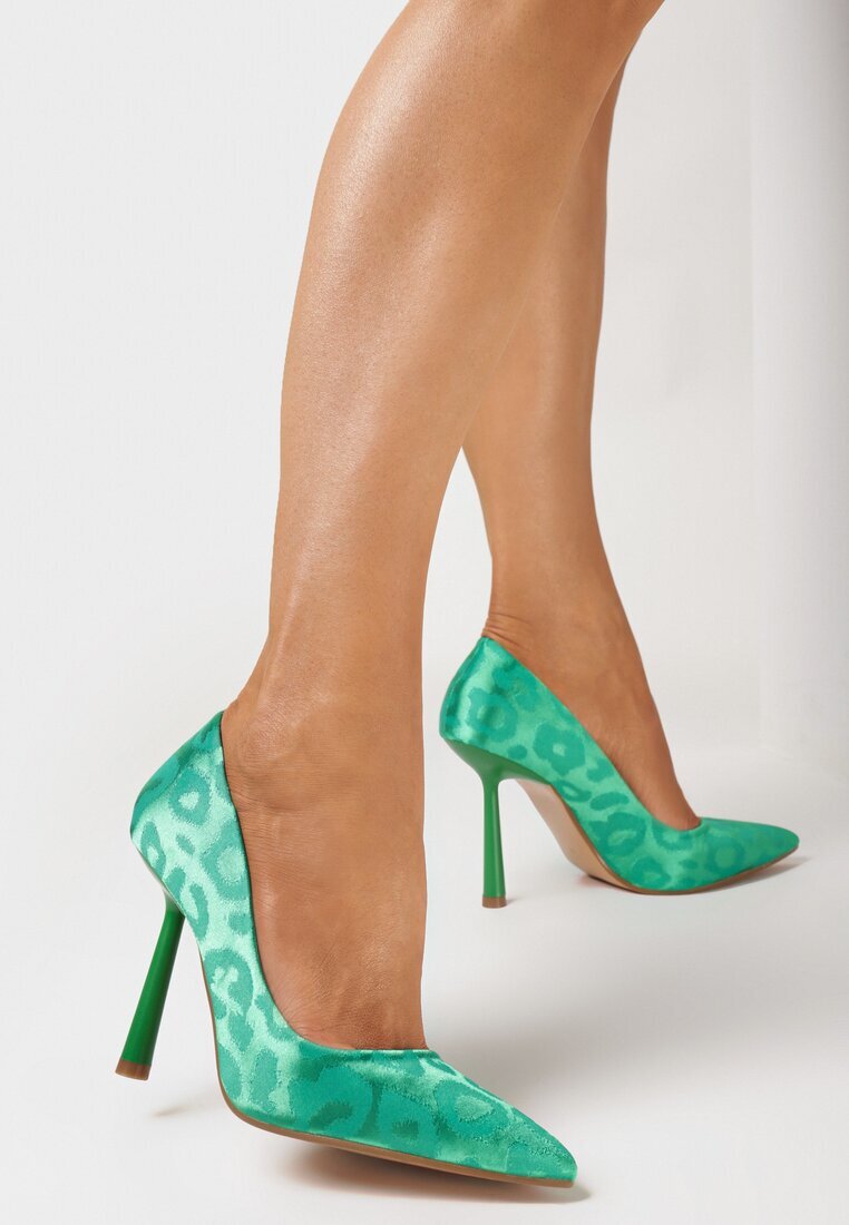  Pantofi Stiletto Verzi Clasici cu Luciu Felenil
