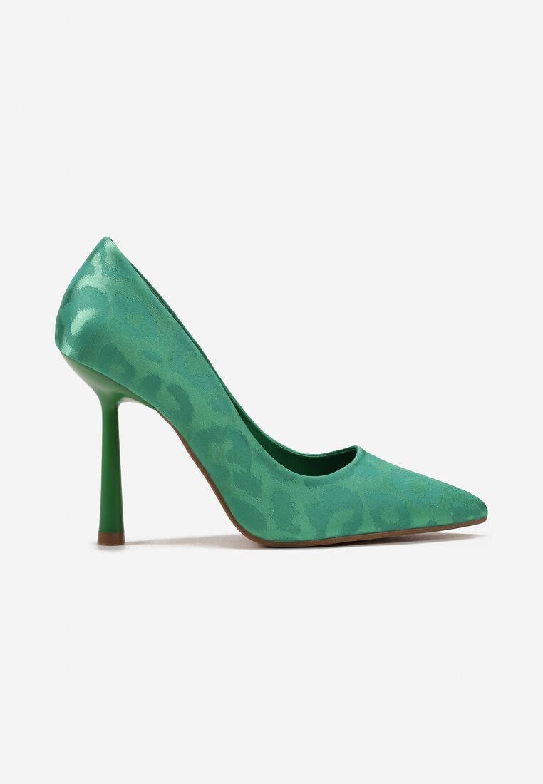 Pantofi Stiletto Verzi Clasici cu Luciu Felenil