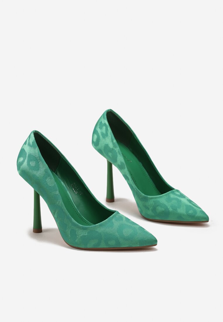  Pantofi Stiletto Verzi Clasici cu Luciu Felenil