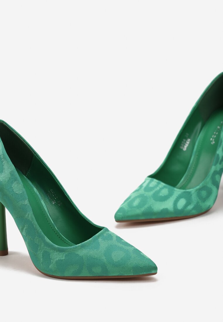  Pantofi Stiletto Verzi Clasici cu Luciu Felenil