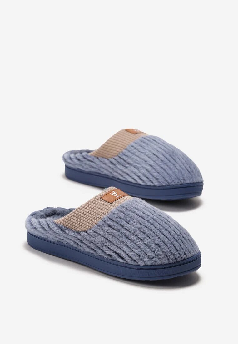  Papuci bleumarin tip slip-on cu talpă plată Tercedes